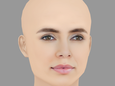 Caterina Murino 헤드 - 머리카락 없음 - 게임용 로우 폴리 헤드 3D 모델