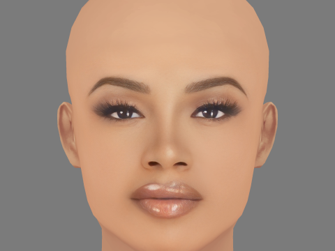 Testa di Chante Adams - Senza capelli - Testa in poliestere basso per il gioco Modello 3D