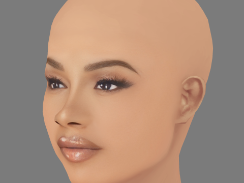 Testa di Chante Adams - Senza capelli - Testa in poliestere basso per il gioco Modello 3D