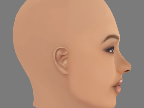 Testa di Chante Adams - Senza capelli - Testa in poliestere basso per il gioco Modello 3D