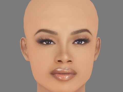 Testa di Chante Adams - Senza capelli - Testa in poliestere basso per il gioco Modello 3D