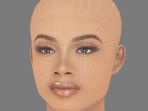 Testa di Chante Adams - Senza capelli - Testa in poliestere basso per il gioco Modello 3D