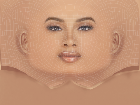 Testa di Chante Adams - Senza capelli - Testa in poliestere basso per il gioco Modello 3D