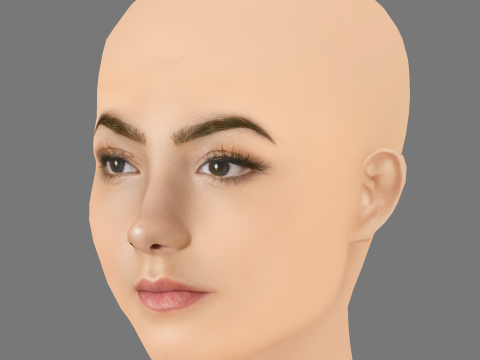 Charli D Amelio Head - No Hair - Low poly head for game 3D Model