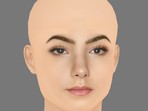 Charli D Amelio Head - No Hair - Low poly head for game 3D Model