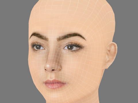 Charli D Amelio Head - No Hair - Low poly head for game 3D Model