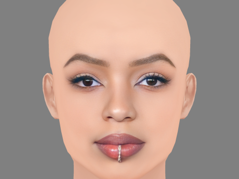 Chloe Bailey Head - 无头发 - 低聚游戏头 3D 模型