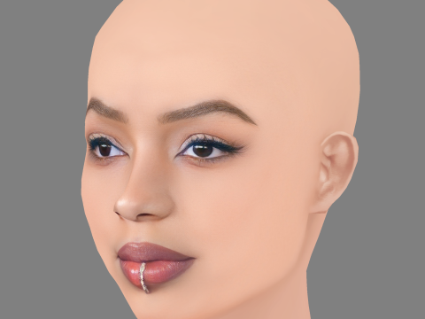 Chloe Bailey Head - 无头发 - 低聚游戏头 3D 模型