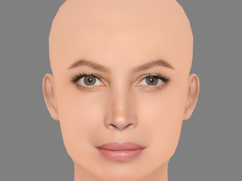 Głowa Christy Turlington - No Hair - Głowa Low Poly do gry Model 3D