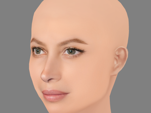 Głowa Christy Turlington - No Hair - Głowa Low Poly do gry Model 3D