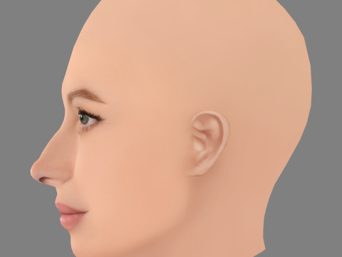 Głowa Christy Turlington - No Hair - Głowa Low Poly do gry Model 3D