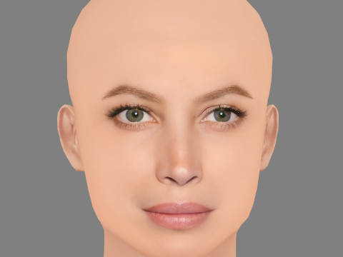 Głowa Christy Turlington - No Hair - Głowa Low Poly do gry Model 3D