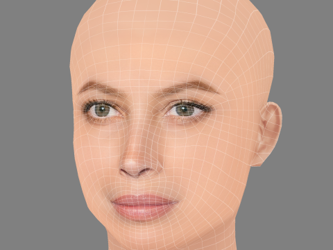 Głowa Christy Turlington - No Hair - Głowa Low Poly do gry Model 3D