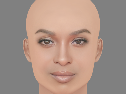 Ciara Head - No Hair - Low poly head for game 3D Model