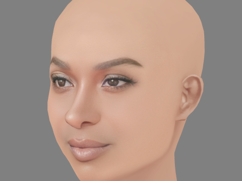 Ciara Head - No Hair - Low poly head for game 3D Model
