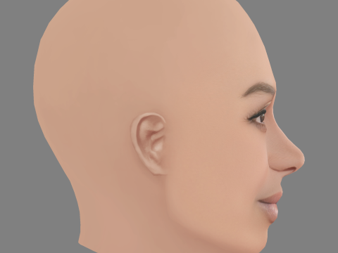 Ciara Head - No Hair - Low poly head for game 3D Model