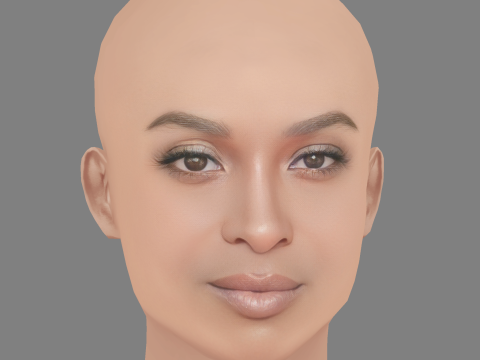 Ciara Head - No Hair - Low poly head for game 3D Model