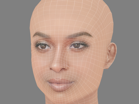 Ciara Head - No Hair - Low poly head for game 3D Model