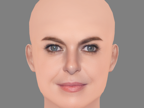 Claudia Gerini Head - No Hair - Low poly head for game 3D Model