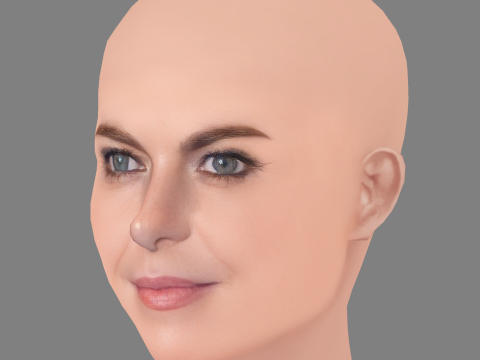 Claudia Gerini Head - No Hair - Low poly head for game 3D Model