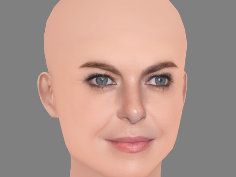 Claudia Gerini Head - No Hair - Low poly head for game 3D Model
