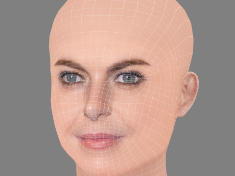 Claudia Gerini Head - No Hair - Low poly head for game 3D Model
