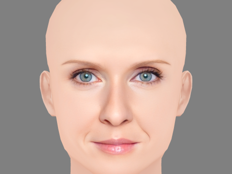 Голова Синтии Никсон - Без волос - Низкополигональная голова для игры 3D Модель