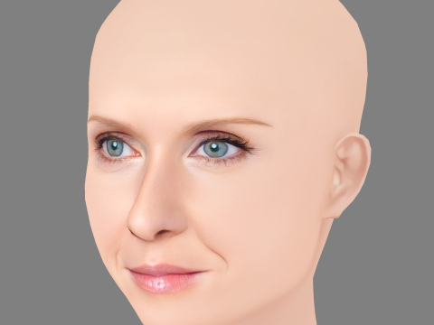 Голова Синтии Никсон - Без волос - Низкополигональная голова для игры 3D Модель