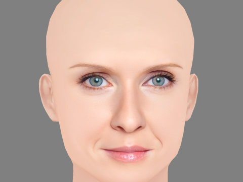 Голова Синтии Никсон - Без волос - Низкополигональная голова для игры 3D Модель