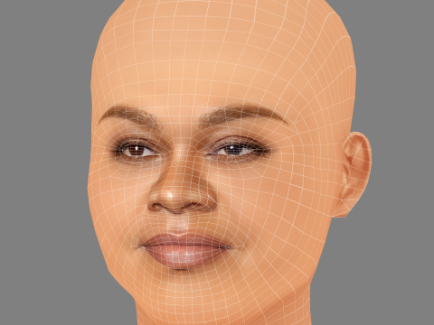 Da Vine Joy Randolph Head - No Hair - Low poly head for game 3D Model