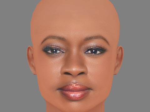 Danai Gurira Head - No Hair - Low poly head for game 3D Model