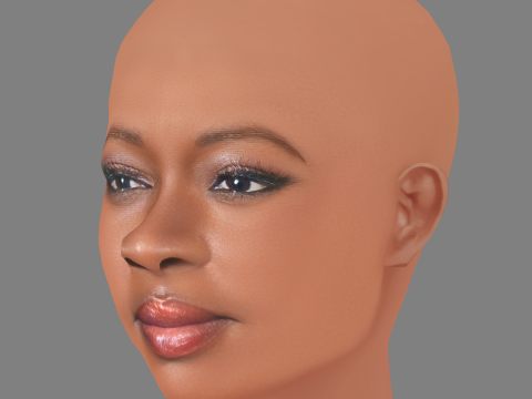 Danai Gurira Head - No Hair - Low poly head for game 3D Model