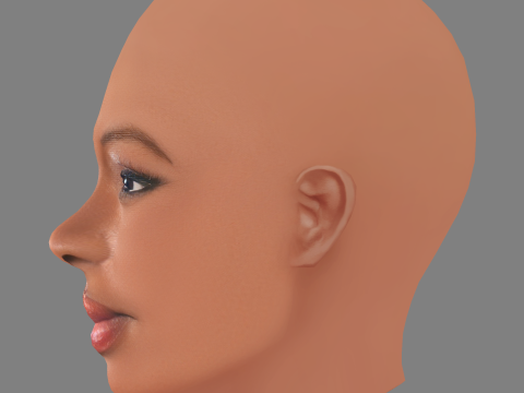 Danai Gurira Head - No Hair - Low poly head for game 3D Model