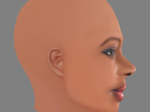 Danai Gurira Head - No Hair - Low poly head for game 3D Model