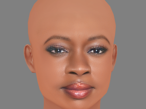 Danai Gurira Head - No Hair - Low poly head for game 3D Model