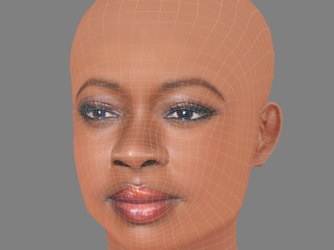 Danai Gurira Head - No Hair - Low poly head for game 3D Model