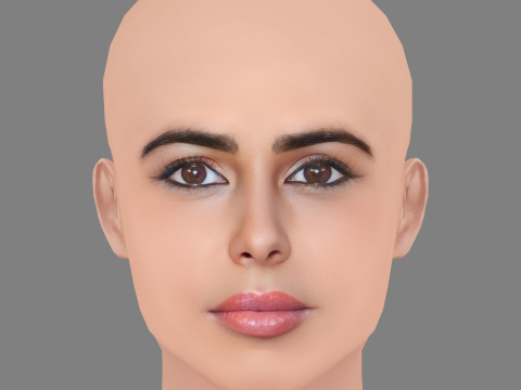 Daniella Pick Head - Saçsız - Oyun için düşük poli kafa 3D Model