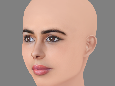 Daniella Pick Head - Saçsız - Oyun için düşük poli kafa 3D Model
