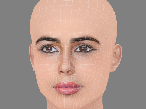 Daniella Pick Head - Saçsız - Oyun için düşük poli kafa 3D Model