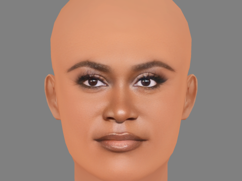 Danielle Brooks Head - No Hair - Low poly head for game 3D Model
