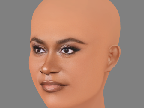 Danielle Brooks Head - No Hair - Low poly head for game 3D Model
