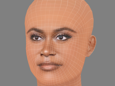 Danielle Brooks Head - No Hair - Low poly head for game 3D Model