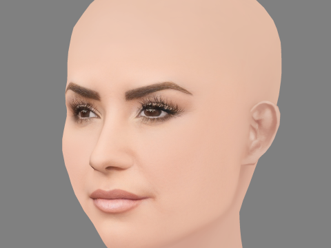 Demi Lovato Head - No Hair - Tête low poly pour le jeu Modèle 3D