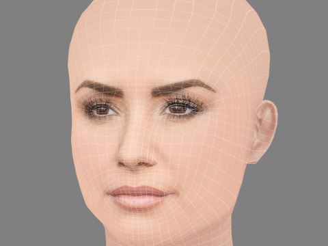Demi Lovato Head - No Hair - Tête low poly pour le jeu Modèle 3D