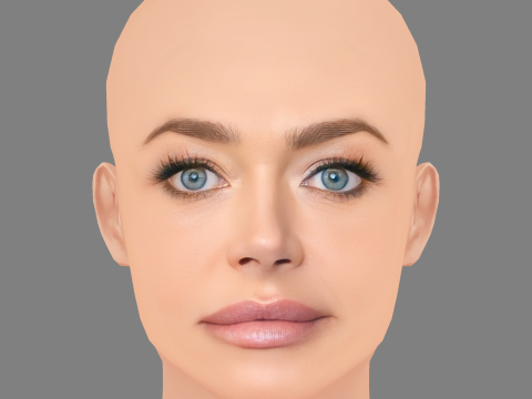 Denise Richards Head - No Hair - Low poly head for game 3D Model