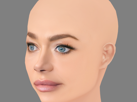 Denise Richards Head - No Hair - Low poly head for game 3D Model