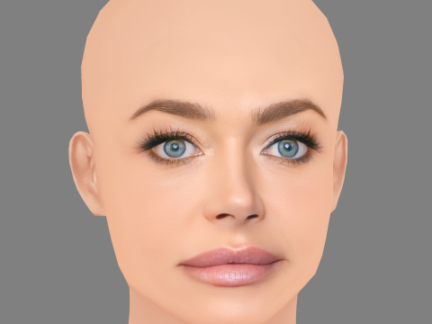 Denise Richards Head - No Hair - Low poly head for game 3D Model