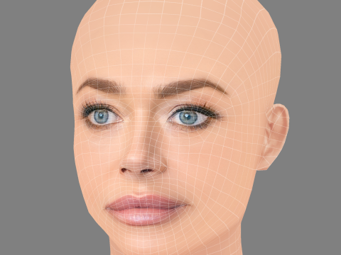 Denise Richards Head - No Hair - Low poly head for game 3D Model