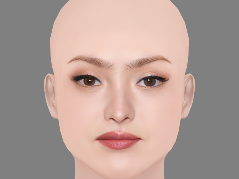 Devon Aoki Head - Sem cabelo - Cabeça baixa poli para jogo Modelo 3D