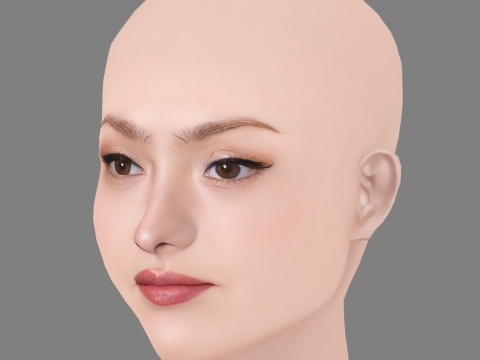 Devon Aoki Head - Sem cabelo - Cabeça baixa poli para jogo Modelo 3D